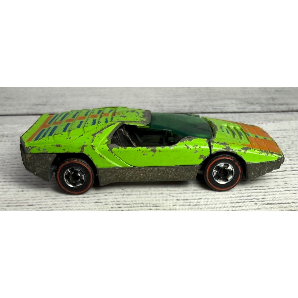 Hot Wheels Redline Carabo 1969 Vintage Diecast Lime Green Hong Kong Mattel‎